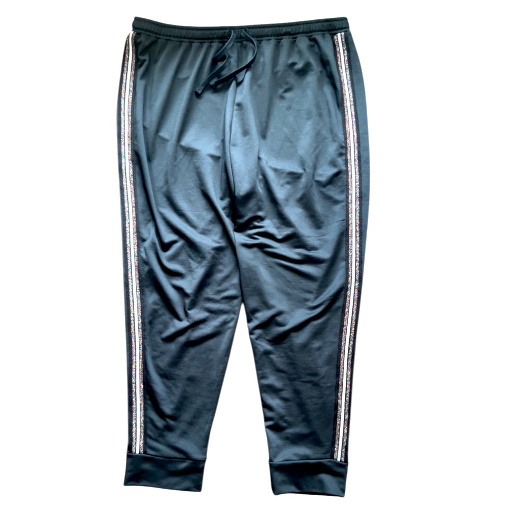 Black Soft Stretch Jogger Athletic Pants with Stripes Size 2X